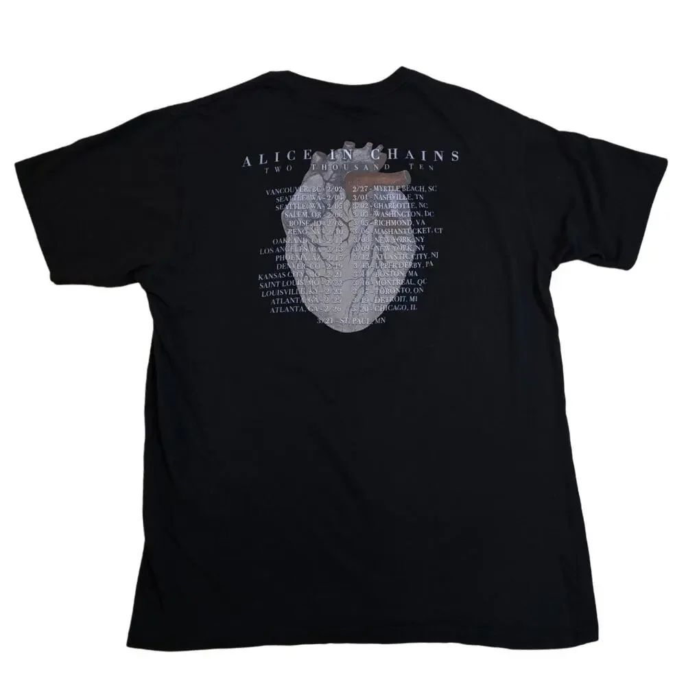 AiC Tshirt  XL Black Graphic Print Cotton Alice Chains Black Gives Way Blue 2010 - Picture 7 of 10